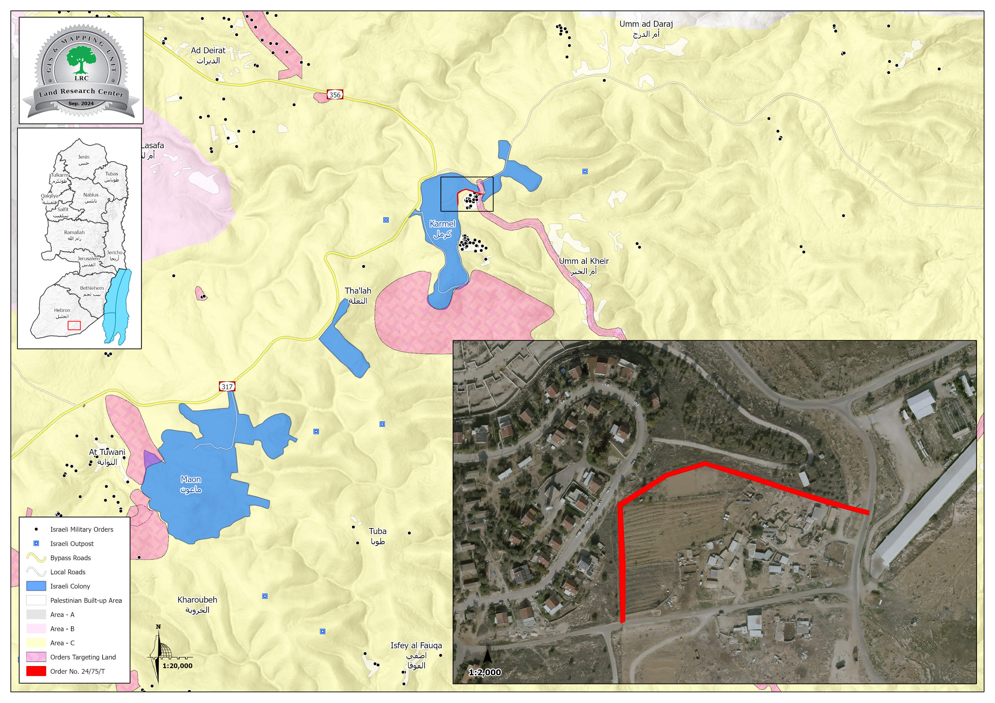 Colonial Wall Construction: The Occupation Issues an Order to Seize Land from Um Al-Khair Village in Yatta/  Hebron Governorate | LRC