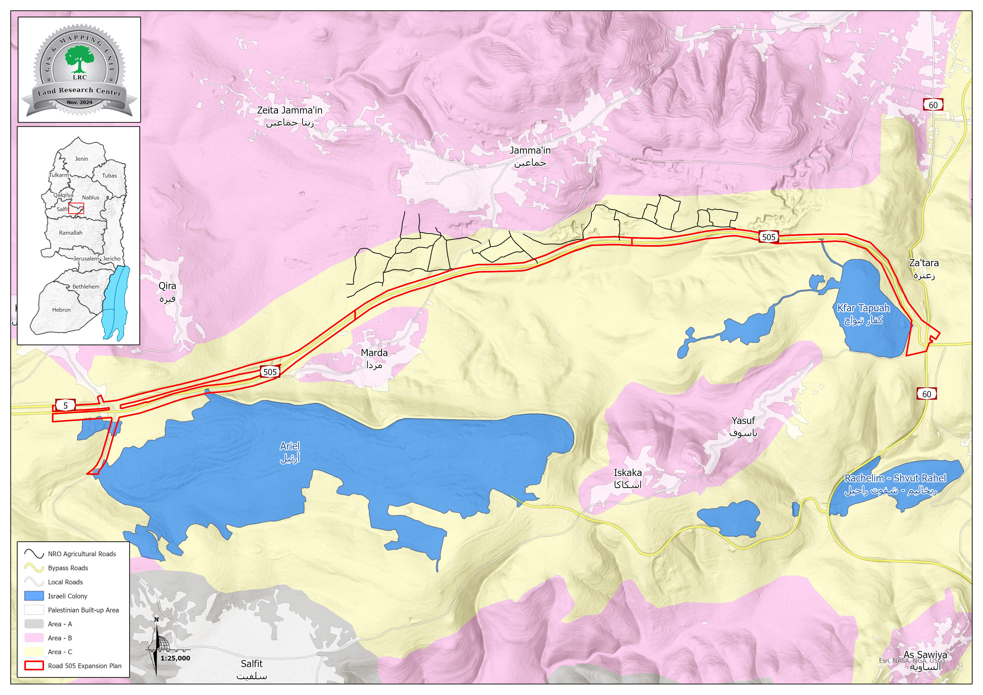To expand a colonial road… A plan to confiscate 546 dunams of land from Nablus and Salfit governorates | LRC